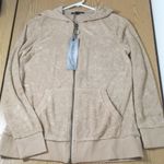 Diane Gilman New Women’s  Fleece Velour Zip up Hoodie Jacket Tan Size Xs Photo 0