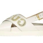 Gucci  Logo Sandal White Metallic Gold size 36.5 Photo 0