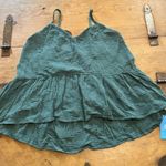 Cupshe Women’s  V-neck, flouncy ruffled hem, baby doll Green tank top size medium Photo 4