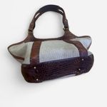 Brahmin  Tan and Cream Canvas and Crocodile Shoulder Bag Photo 6