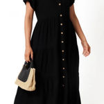 Petal and Pup  NWT Black linen button front Natalya Midi Dress XS Photo 0