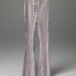 Urban Outfitters NWT Rosie Light Grey Ribbed High-Waisted Kick Flare Pants, Sml Photo 1