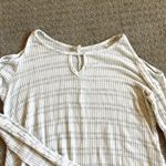 Lazy sundays  Cold Shoulder Long Sleeve Waffle Henley Top Photo 2