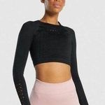 Gymshark Glow Long Sleeve Seamless Mesh Crop Top in Black Size S Photo 0
