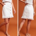 Anthropologie Pilcro White Denim Button Down Fringe Skirt Photo 2