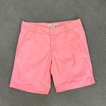 H&M Twill Cuffed Chino Bermuda Shorts Neon Coral Size 6 Stretch Photo 5