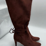 Covington Convention Womens Gabrielle Faux Suede Brown Tall Boot Tie Detail Med Calf 6.5M Photo 0
