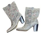 Seychelles  Gray Leather Floral Embroidered Western Boots Women’s 11 M Photo 1