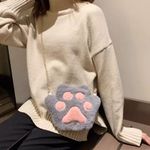 🆕Gray Faux Fur Cat Paw Crossbody Bag Purse Gray Photo 3