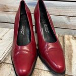 Franco Sarto Vintage Red Leather Block Heel Pumps Square Toe Retro Shoes 7.5M Photo 2