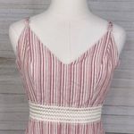 Speechless Sundress w Crochet Waist Washed Red & White Stripes-Medium Photo 1