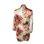 Floral satin kimono robe pajamas sleepwear loungewear glam feminine Yellow Size M Photo 5