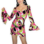 Intimate Attitudes Hippie 1970s Disco Style Retro Halloween Costume Pink Size L Photo 0