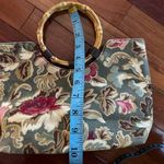Longaberger Sisters Green Floral Bag Purse Snap Close Bamboo Handle Fall 10x11 Photo 6