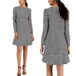 Anne Klein houndstooth flare hem long sleeves dress women’s Size XLarge Photo 1