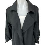 Adyson Parker  Black Roll Tab Sleeve Open Front Collar Blazer Over Coat Jacket S Photo 2