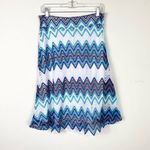 Vintage y2k Zac & Rachel Blue & White Chevron Zigzag Mermaidcore Midi Skirt Sz S Photo 2