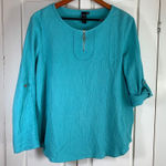 Focus Casual Life Turquoise Textured Quarter Zip Pullover Shirt Women S Cruise Blue Photo 0