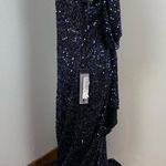 Mac Duggal Midnight Blue Cowl Back Boat Neck Sequined Evening Gown 12 $398 26331 Photo 12