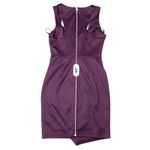 Guess Plum Purple Sweetheart Neck Sheath Dress Asymmetrical Scuba Embossed sz 2 Photo 8
