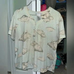 Vintage 80s ESLEEP Medium Cloud Pajama Set Shorts & Top Blue Photo 2