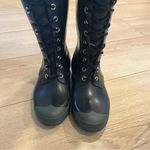 Hunter  Watling Tall Lace Up Rain Boots Women’s Black Green Size 5 Photo 2