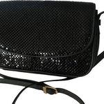 Whiting & Davis Black Leather Black Brass Circle Flat Mesh Crossbody Bag Photo 0
