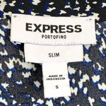 EXPRESS Portofino Slim Fit Puff Sleeve Shirt in Black/Blue Photo 5