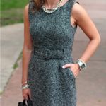 Banana Republic Brand New!  Black & Gray Belted Tweed Power Dress Size 8 Photo 4