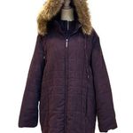 Liz Claiborne WOMAN, double zipper coat, detachable faux fur hood, plus size 1X Photo 0