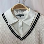 Adrianna Papell Ivory White Button Front Collared Knit Sweater Vest Blouse Top Photo 2