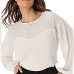 Lulus NEW Perfect Presentation Cream Long Sleeve Tie Back Top Ivory Size S Photo 2