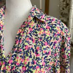 FRANK & ELIEEN Hunter Linen Button Front Dress In Neon‎ Floral Size Small Pink Photo 5