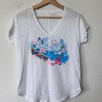 Lilly Pulitzer loves nantucket White Tee with Blue and Pink Graphic XXS Photo 1