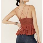 Free People Intimately Medium Adella Cami Top Winding Roads Ruffled Crochet Lace Photo 5