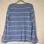 CHAPS NEW  Boat Neck Cotton Knit Shirt Top White Blue Size M Modal Blend Striped Photo 1