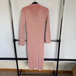Fore Pink Ribbed Bodycon Midi Sweater Dress Stretch Sexy Mockneck Large Photo 2