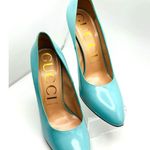 Gucci  GLOSSED-LEATHER PUMPS 110MM ELAISA LEATHER PUMPS IN Mint Green 39.5 Photo 12