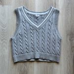 Garage  Gray Cable Knit Cropped Sweater Vest Photo 0