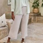 Jill Linen Blend Wide Leg Crops Cream Beachy Pants Trousers Lagenlook Sz MT Tan Size M Photo 2
