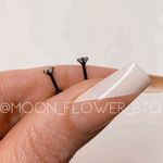 Black Stainless Steel CZ Barbell Earrings Photo 4