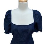 Lulu’s Mini Dress Size M Navy Blue Square Neck Polka Dots Y2K Puff Sleeve Casual Size M Photo 1