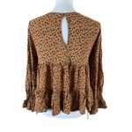 ZARA Brown Floral Ruffle Babydoll Blouse S Cottagecore Boho Fall Photo 2