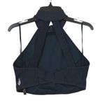 Free People Movement Ribbed Mock Neck Halter Crop Top Navy Blue Size Small Black Photo 2
