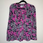 Pendleton  Pink Purple Gray Floral 100% Silk Blouse Sz 12 Photo 4
