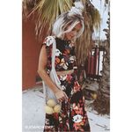 Free People Sundown Black Floral Boho Wrap Midi Skirt Size Small Resortwear Photo 1