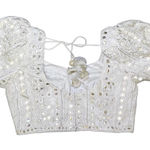 Nazila Couture Mirror Work Embroidered Choli, Size M Gray Size M Photo 0