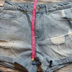 Forever 21  Distressed Cuffed Denim Jean Shorts Light Blue 27 Hi Rise High Waist Photo 7
