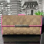 Gucci  Brown and Pink Clutch with Gold Chain Photo 4