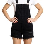 American Eagle Black Shortalls Overalls Relaxed Fit Jean Shorts Black Small 34" Size 6 Photo 0